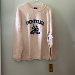 Pink lily Yacht Club Ivory Corded Graphic Sweatshirt